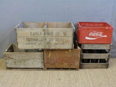 Coca Cola wooden crates and bottles,