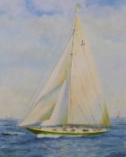 Eric Aldridge oil on board racing yacht, signed lower left,