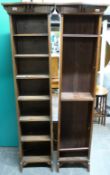 A pair of tall oak Art Nouveau bookcases (H180 x W49 x D26cm)