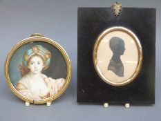 A19thC/early 20thC gilt framed portrait miniature on ivory,