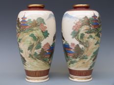 A pair of Japanese Satsuma vases monogrammed to base,