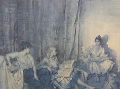 William Russell Flint (1880 -1969) signed monochrome print of three ladies,