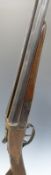 AYA Yeoman 12 bore side by side shotgun with chequered grip and forend, engraved top lever,