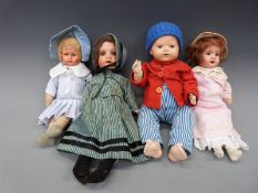 Four composite dolls, including Armand Marseille girl marked '300.