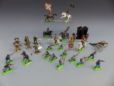 Over 20 Britains Detail model American Civil War soldiers, some cavalry and two field cannon,