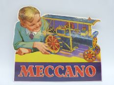 Meccano cardboard shop display / advertising sign with folding easel back,