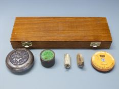 Two muzzle loading paper cartridges 13 gauge and Eley's 18 gauge together with a tin of Eley
