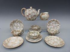 Japanese Agate ware Nerikomi porcelain part tea set to include teapot, jug,
