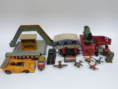 Seventeen Hornby 0 gauge and similar tinplate model trains, vehicles and accessories,