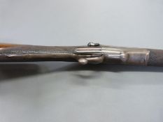 Thomas Horsley & Son 4 bore percussion hammer action shotgun with rotary underlever, chequered grip,