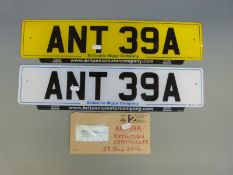 Cherished number plate ANT39A,