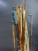 A collection of split cane mostly coarse fishing rods
