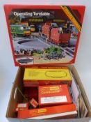 A collection of Hornby and Tri-ang 00 gauge accessories including operating turntable,