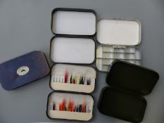Three Richard Wheatley fly boxes including one with seventeen compartments and one containing tube