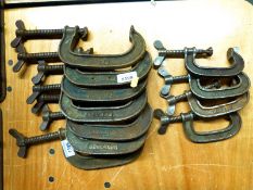 Eleven 'G' clamps,