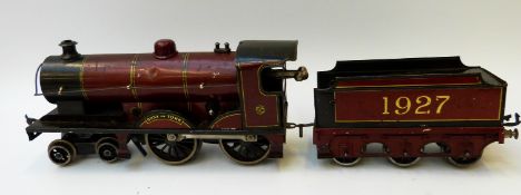 Bassett-Lowke 0 gauge 4-4-0 clockwork locomotive and tender Duke of York 1927
