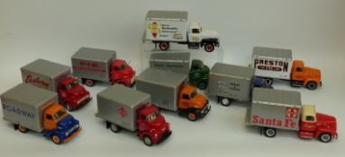Ten First Gear diecast model American delivery vans including McDonalds, Sante Fe, McLean, Roadway,
