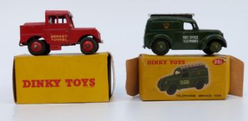 Two Dinky Toys diecast model vans Mersey Tunnel Police Van 255 and Telephone Service Van 261,