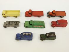 Eight Dinky Toys diecast model commercial vehicles including Loudspeaker Van,