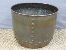 An antique copper copper, suitable for use as a log bin / coal store (39cm tall,