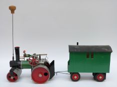 Mamod SR1 live steam roller with living van