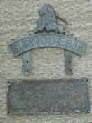 A South Rhodesia cast metal railway locomotive or similar headplate, width 26cm,