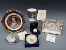 A collection of Royal Worcester and Coalport Queen Elizabeth II commemorative ware together with a