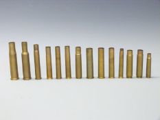 Fourteen Westley Richards brass cartridge cases comprising .700/.577, .500 Rafiki, .600 NE, .