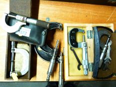 Six micrometers to include Starrett, Brown & Sharpe,