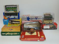 Eleven Corgi and Corgi Classics diecast model buses and trams including Island Transport 97741,