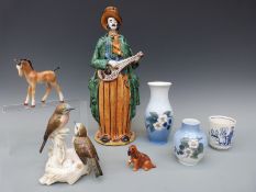 A collection of ceramics to include Royal Copenhagen vases, Royal Doulton dog,