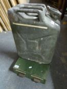 Jerry can and a set of filing drawers