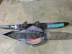 A graphite supreme mono waterski in carry case