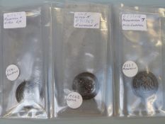 Three silver war badges comprising 410675 224307 Gnr Henry Fullerton 65BD RA;