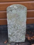 A carved natural stone marker or milepost with number 210 carved to top (approximate H71 x W29 x