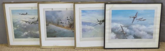 Four signed Robert Taylor aviation prints including Johnnie Johnson leading the Canadian wing over