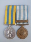 United Nations Korea Pair Royal Navy medals named to P/KW 833174 W.