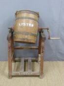A vintage Lister coopered butter churn (H110cm)