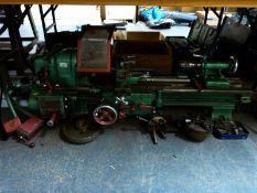 A Southbend model engineering or similar lathe with screw cutting gearbox, tailstock,