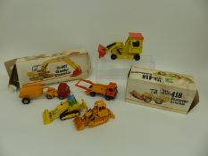 Eight Dinky, NZG and similar diecast model construction vehicles including JCB, Shovel Dozer etc,