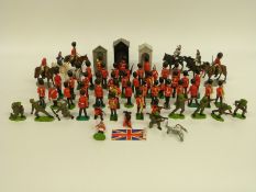 Sixty Britains model British soldiers including Household Cavalry