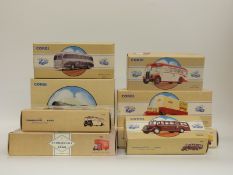 Eight Corgi Classic Commercial diecast model vans, buses and lorries Tate and Lyle Set 97781,