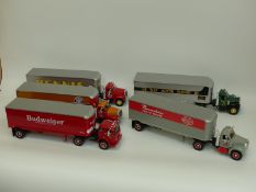 Five First Gear diecast model American articulated lorries including Hennis, Lee Way, Budweiser,