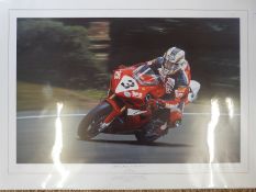 Rod Organ signed TT Races print John McGuiness, 
