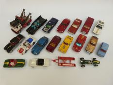 Nineteen Corgi Toys diecast model vehicles including Batmobile, The Man From U.N.C.L.