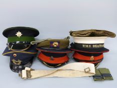 Eight military caps including Life Guards,