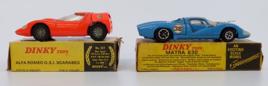 Two Dinky Toys diecast model vehicles Matra 630 200 and Alfa Romeo OSI Scarabeo 217,