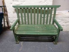 A vintage painted hall seat or garden bench (L125cm)