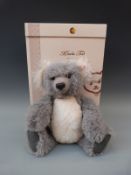 Steiff Teddy bear Koala Ted with ash-grey and white mohair, shaved snout, growler and jointed limbs,