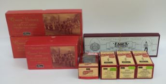 Nine Britains model soldier boxes including Queen Victoria presenting Scots Guards with the State